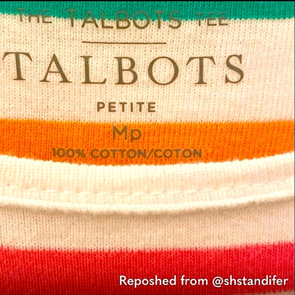 Talbots Colorful Striped Short Sleeve Tee, Sz. MP - Picture 6 of 7